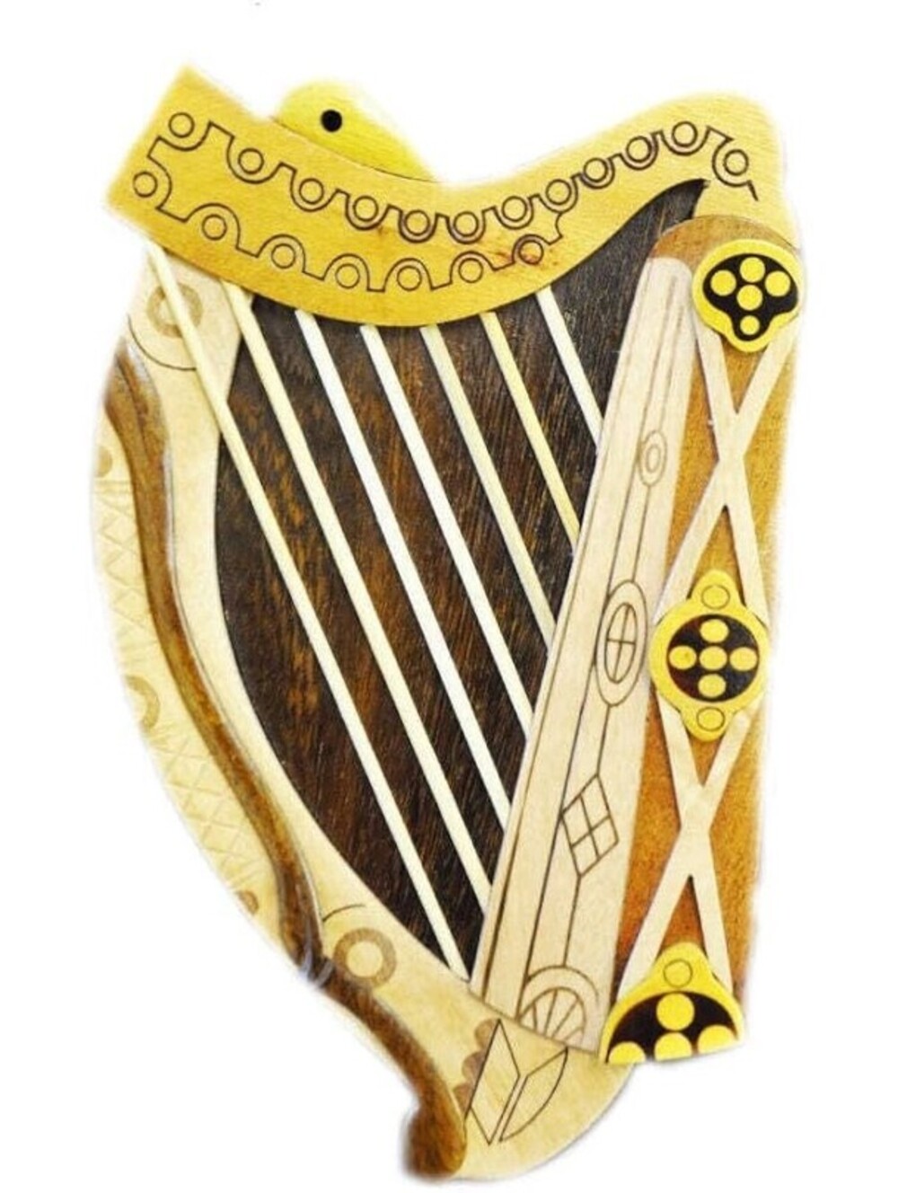 Islandcraft Celtic Wood Carving Irish Harp Wall Plaque Art Handmade Ireland Box